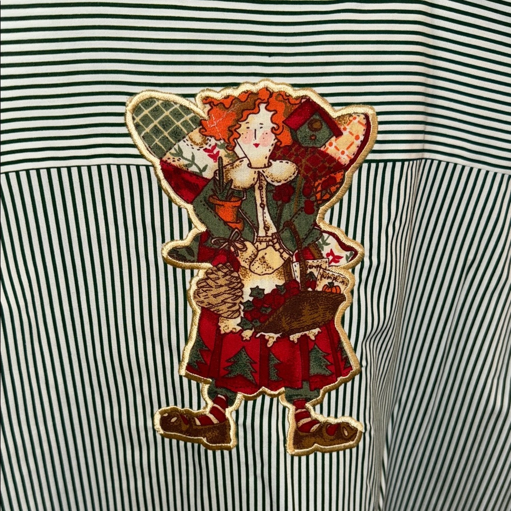 Vintage Quaker Factory Striped button down fairy core Shirt with quilted look 2x - Picture 11 of 11